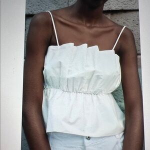 NWT ZARA Gathered Poplin Top